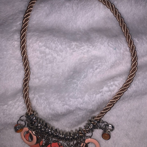 Coral and Silver Charm Necklace - Picture 5 of 6